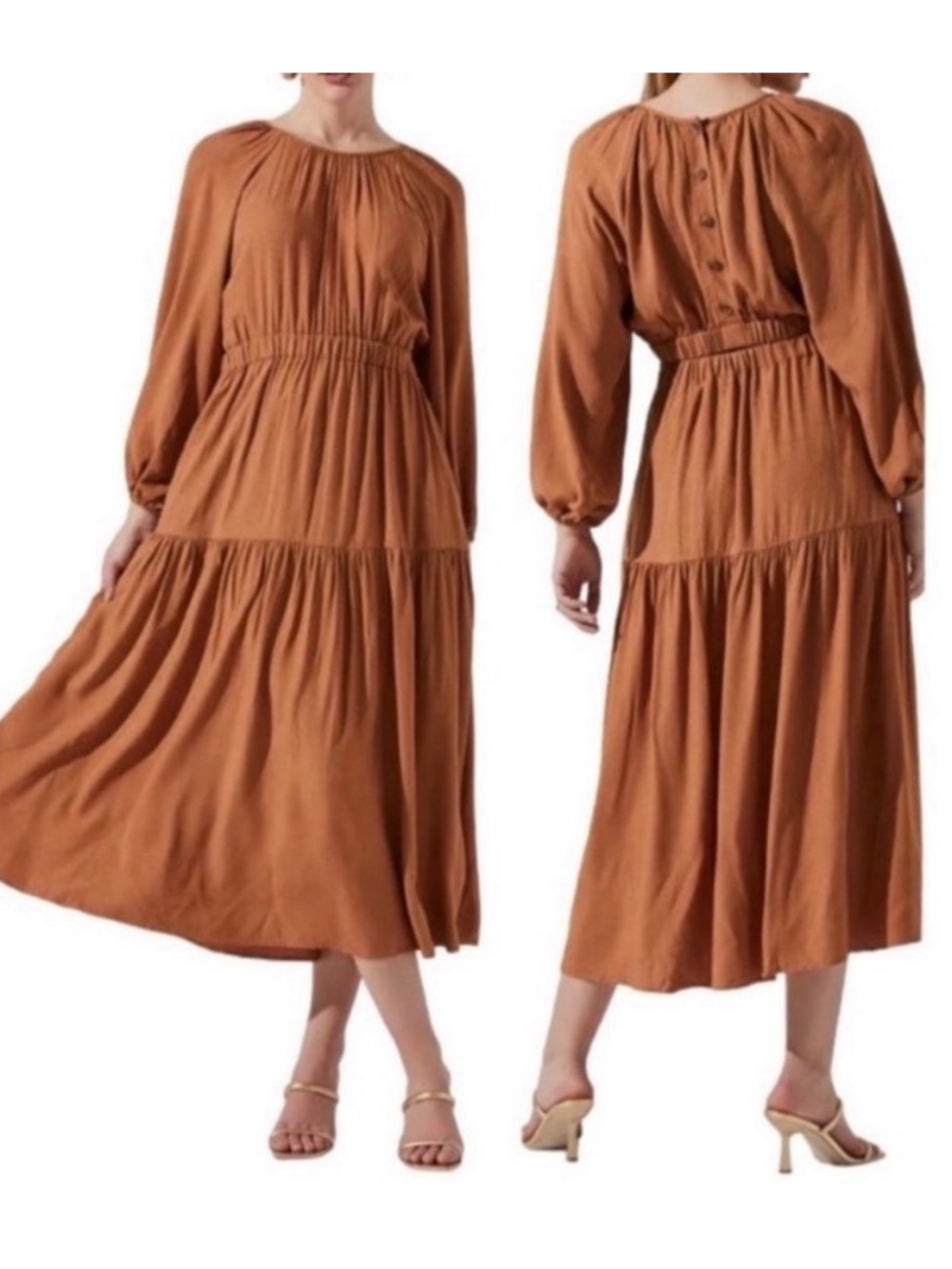 NWT ASTR The Label Boho Midi Dress‎ Floral Cutout Rust Size Small